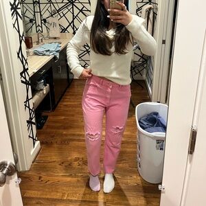 Pants store pink ripped jeans